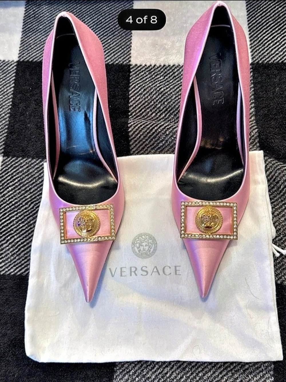 Versace Medusa Biggie Buckle Satin Pumps Pink EU 391⁄2